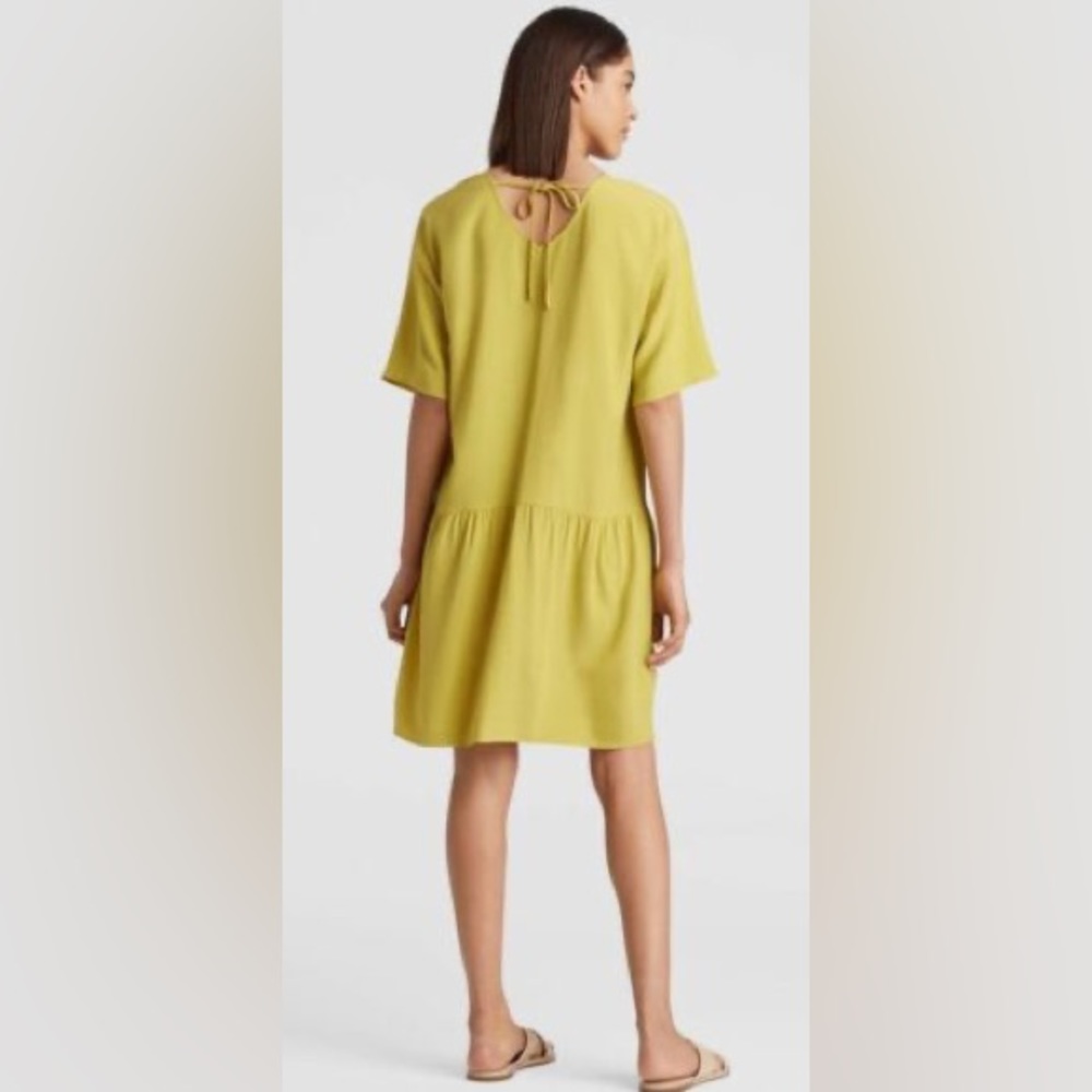 Eileen Fisher Drop Waist Dress - Chartreuse Yellow - Size M